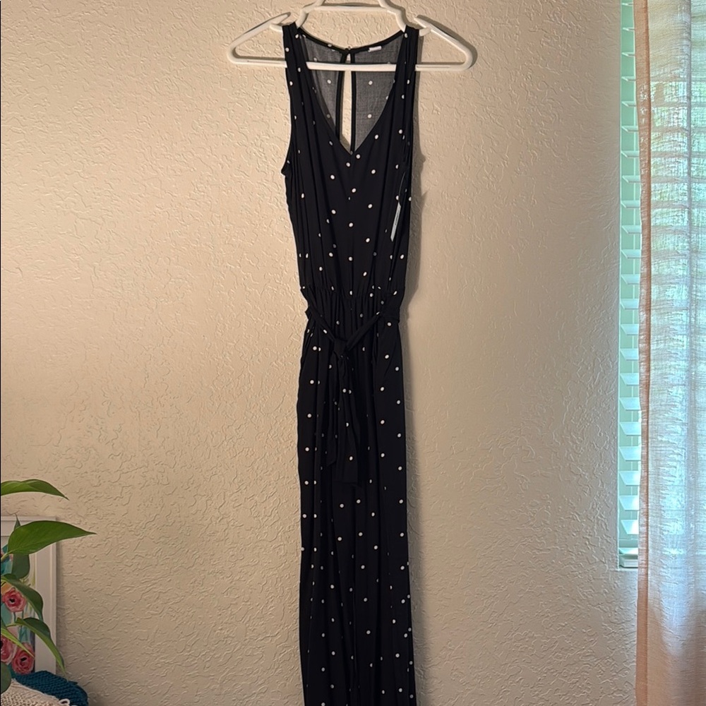 Old Navy Black and White Polka-dot Jumpsuit